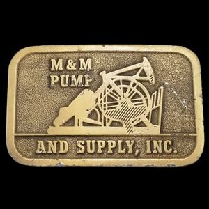Vintage M&M Pump and‎ Supply Inc. Belt Buckle, Oil Well Theme, Hit Line USA